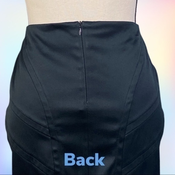 WAREHOUSE black satin straight skirt with decorative seams in size 12. EUC - Picture 6 of 13